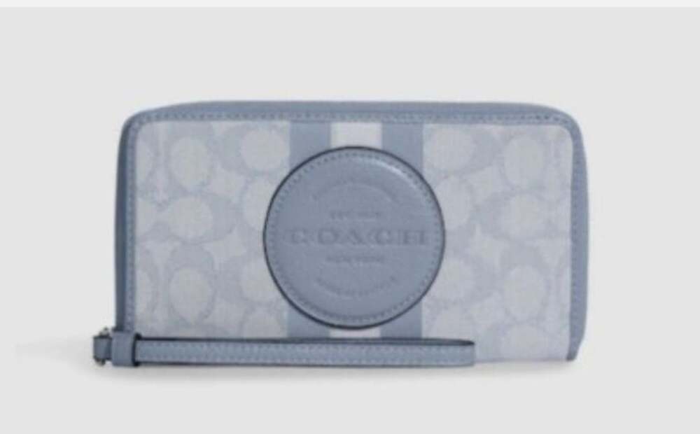 Coach Dempsey Large Phone Wallet In Signature Jacquard With Stripe And Coach Pat